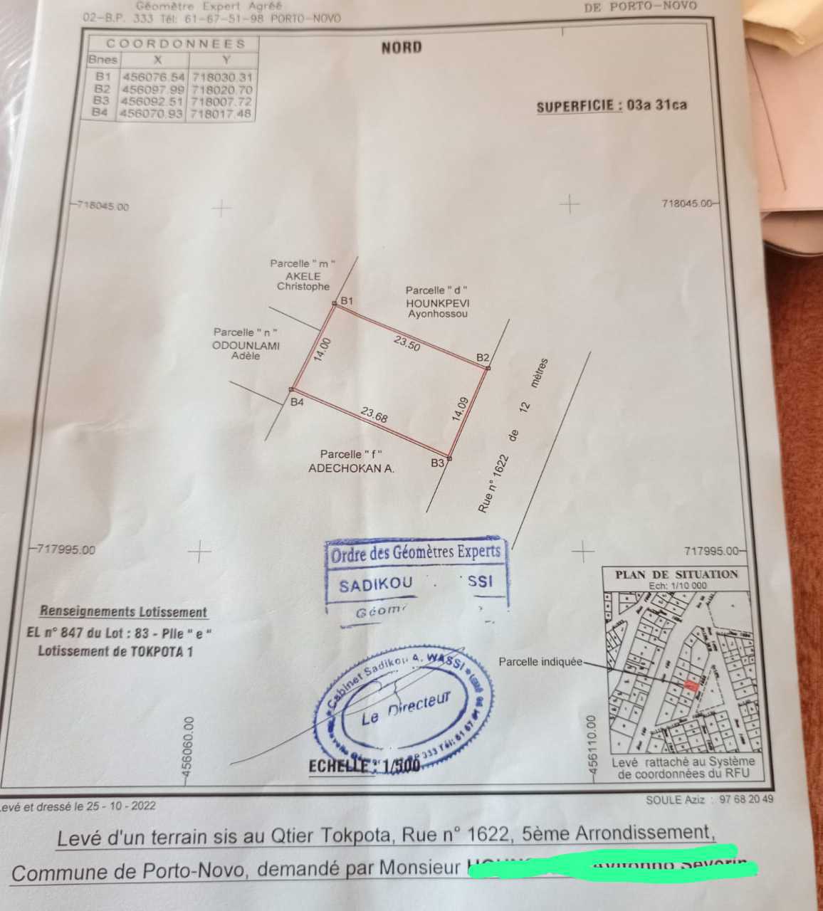 Parcelle à vendre à Porto-Novo quartier tokpota très bien positionnée