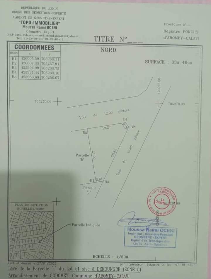 PARCELLE À VENDRE À GODOMEY DEKUNGBÉ