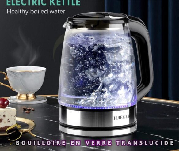 Chauffe eau avec bouilloire en verre translucide