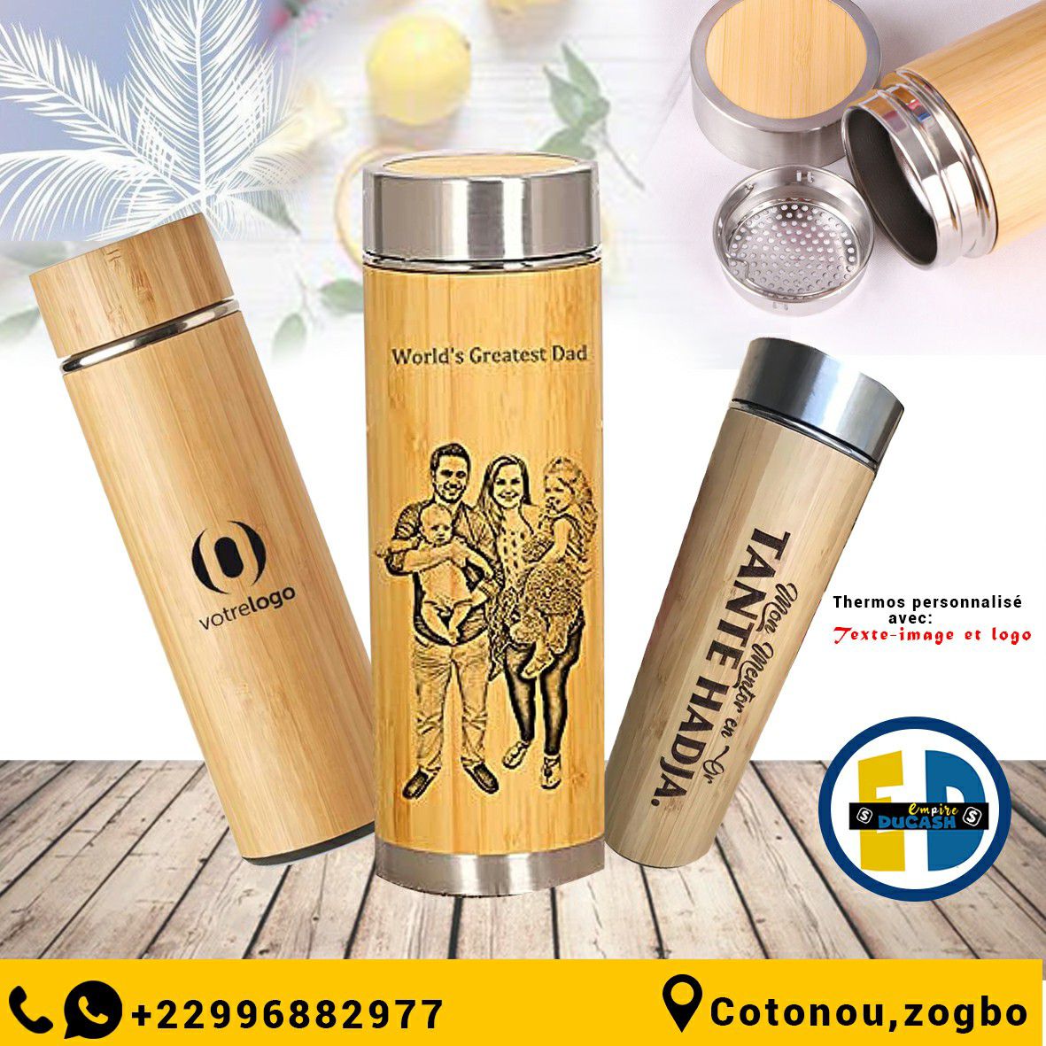 Thermos en bois personnalisé