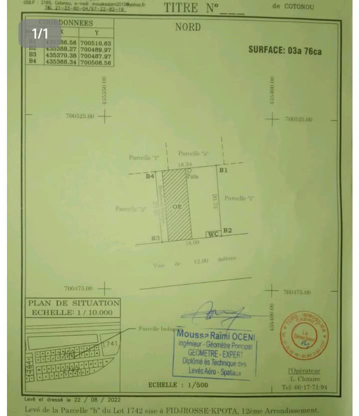 Parcelle a vendre a fidjrossè calvaire